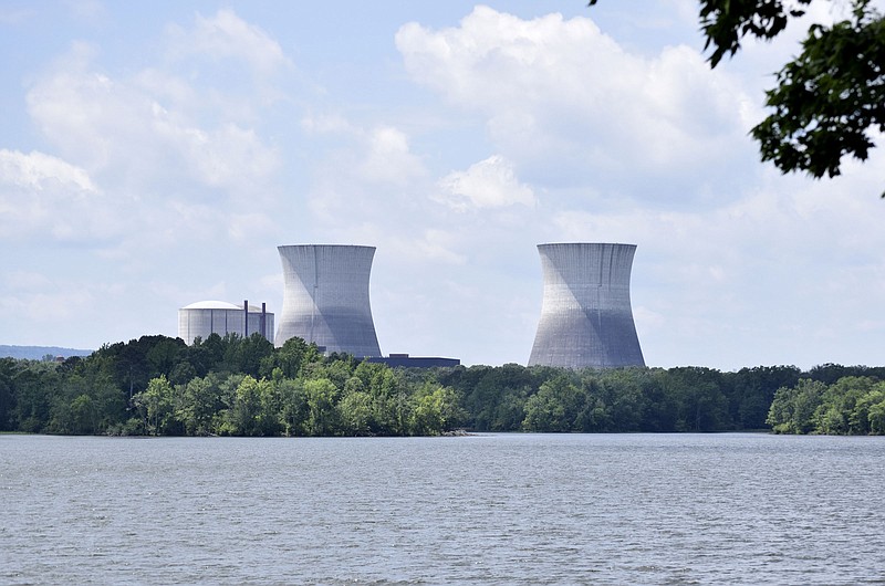 The cooling towers at TVA's Bellefonte Nuclear Generating Station in Jackson County, Ala., are seen from Bellefonte Road in the town of Hollywood on May 18, 2017.