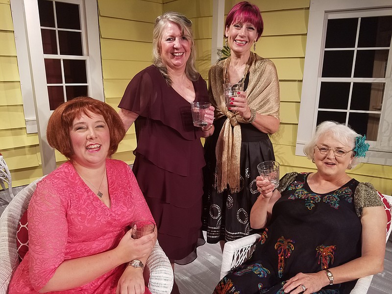 Jo Schendel, Jenny Bacon, Anne Swedberg and Coylee Bryan, from left, portray four women whose impromptu happy hour leads to potential life changes in "The Savannah Sipping Society," which opens Friday, Sept. 29, at Oak Street Playhouse. (Photo by Jerry Draper)