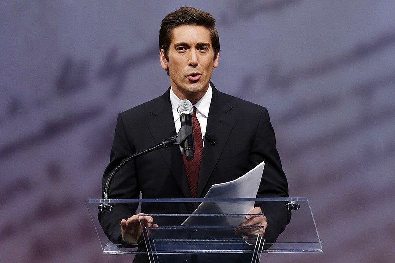 
              FILE - In this Sept. 13, 2012 file photo, ABC News anchor David Muir speaks before retired boxing champion Muhammad Ali received the Liberty Medal during a ceremony at the National Constitution Center in Philadelphia. ABC's "World News Tonight" with Muir has beaten its rivals at NBC and CBS to win in the ratings for the first year in more than two decades. (AP Photo/Matt Rourke, File)
            