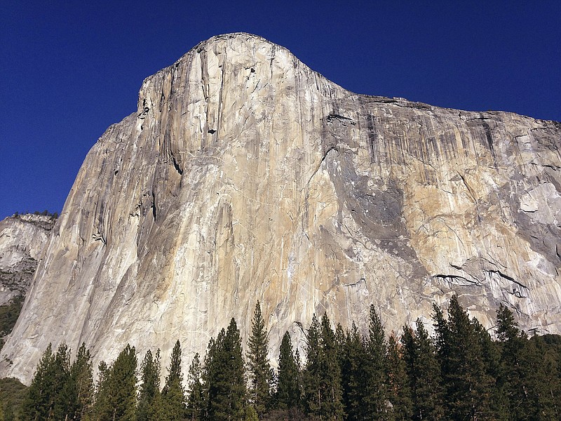 
              FILE - This Jan. 14, 2015 file photo shows El Capitan in Yosemite National Park, Calif. Officials at Yosemite say a chunk of rock broke off El Capitan on Wednesday, Sept. 27, 2017, along one of the world's most famously scaled routes at the height of climbing season. (AP Photo/Ben Margot, File)
            