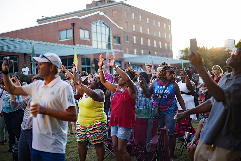 Between 700 and 1,000 people have attended the Levitt AMP shows on the lawn of the Bessie Smith Cultural Center each week. (Photo by Joanna Hill)
