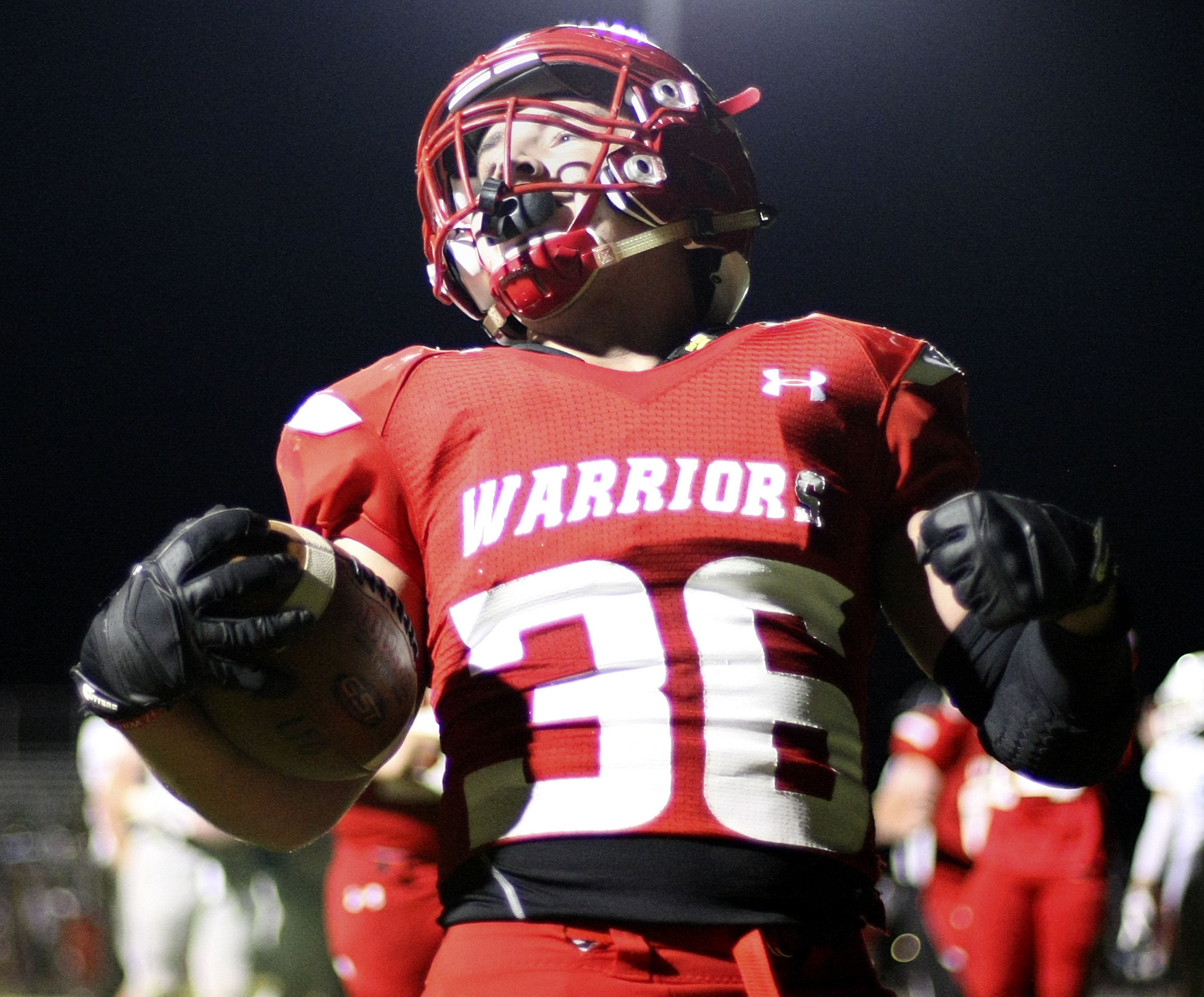 Lakeview-Fort Oglethorpe's Nathan Williams (36) celebrates a rushing touchdown against Ringgold at Lakeview-Fort Oglethorpe High School's Tommy Cash Stadium on Friday, Sept. 29, in Fort Oglethorpe, Ga.