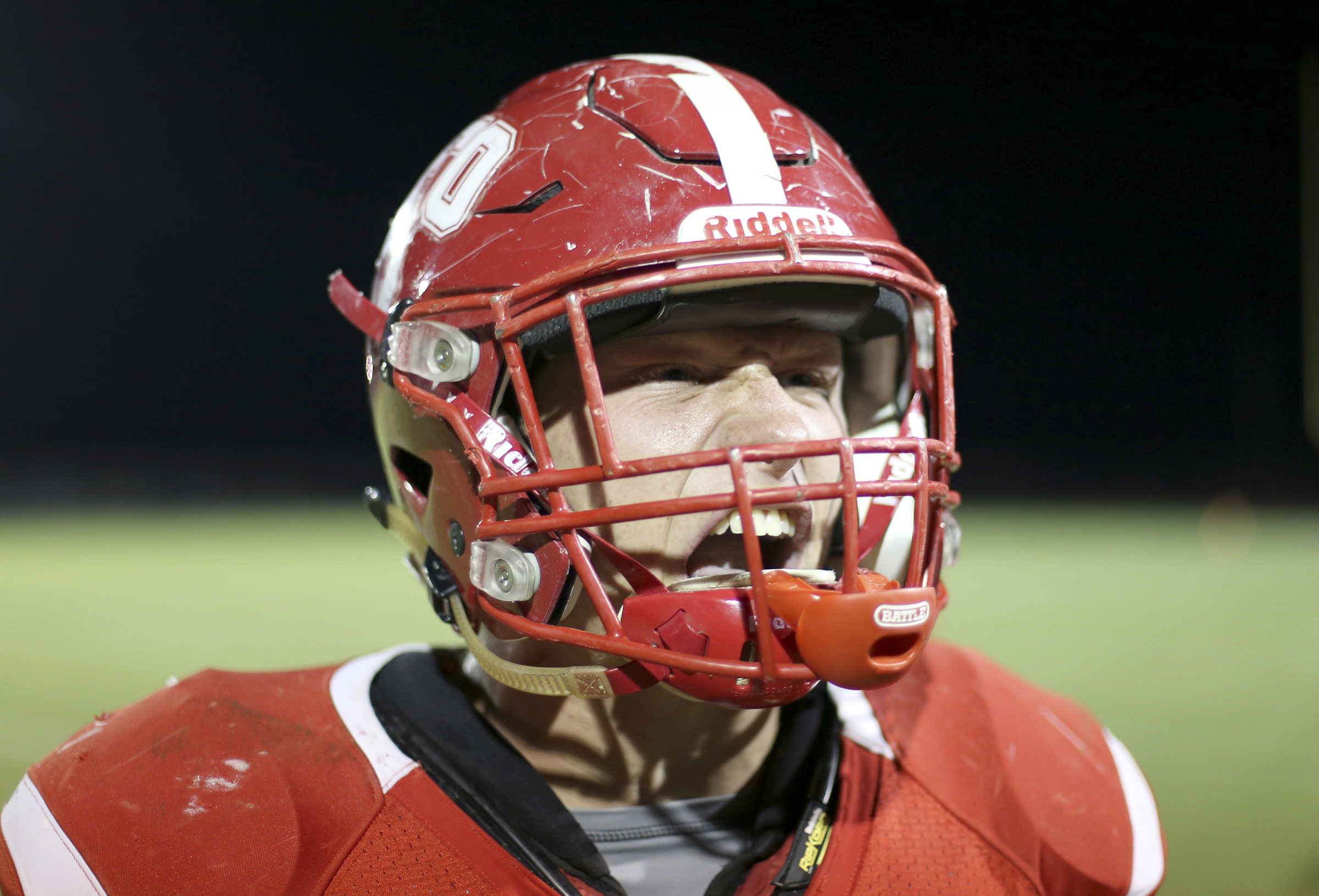 Lakeview-Fort Oglethorpe's Drew Woodard yells as the clock winds down on their 28-23 victory over Ringgold at Lakeview-Fort Oglethorpe High School's Tommy Cash Stadium on Friday, Sept. 29, in Fort Oglethorpe, Ga.
