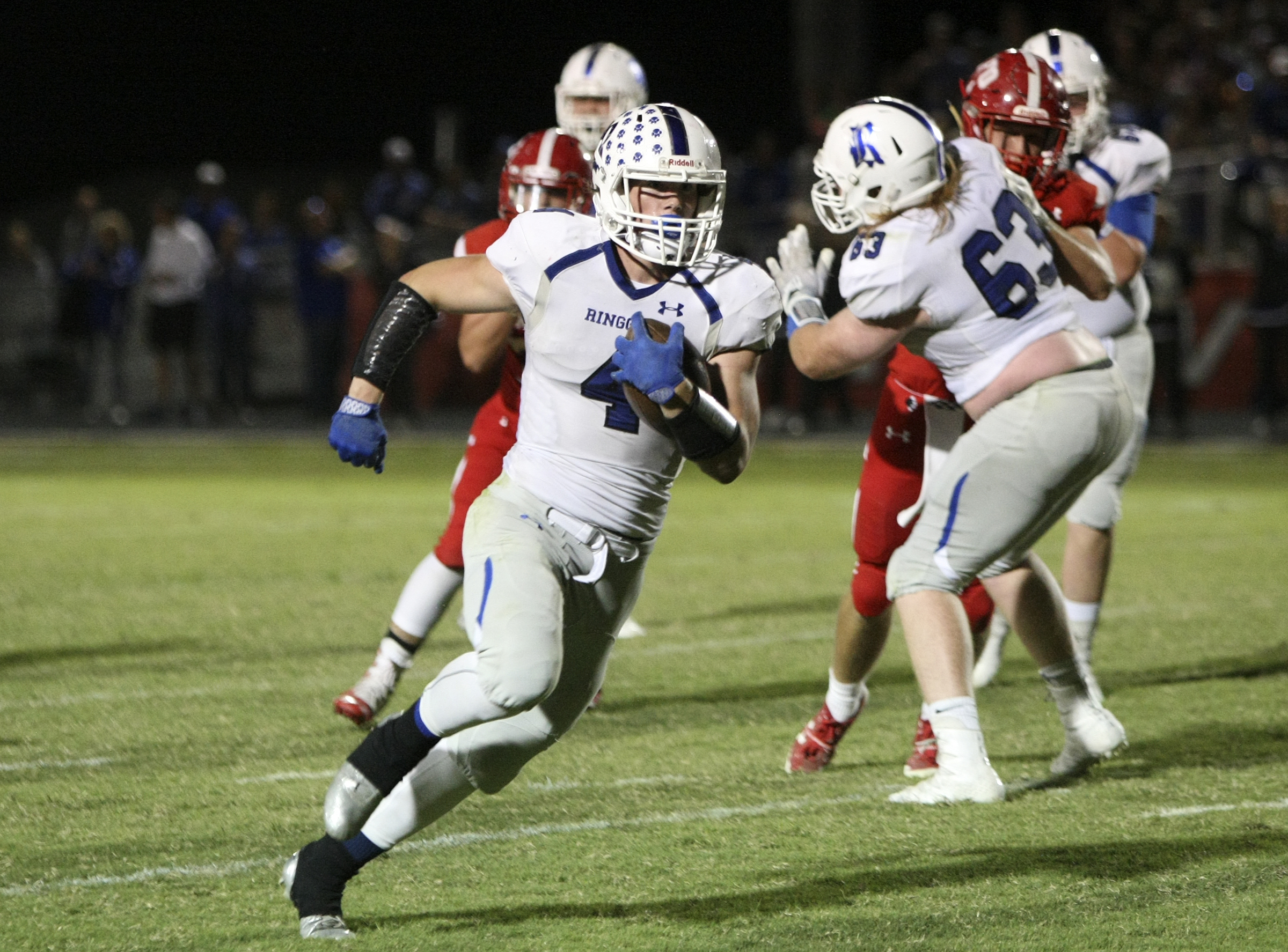 Ringgold's Ty Jones (4) turns up field after catching a pass against Lakeview-Fort Oglethorpe at Lakeview-Fort Oglethorpe High School's Tommy Cash Stadium on Friday, Sept. 29, in Fort Oglethorpe, Ga.