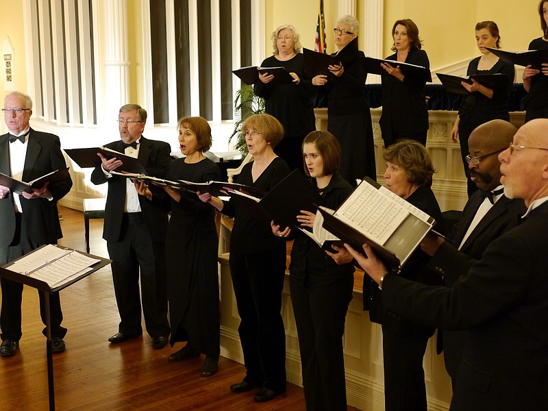 The Chattanooga Bach Choir, shown, will be joined by Voci Virili Men's Consort and Voice of Reason Women's Ensemble for Sunday's performance.