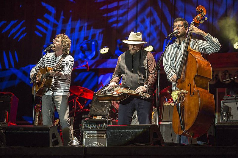 Sam Bush, Jerry Douglas and Todd Parks play at the Telluride Bluegrass Festival.