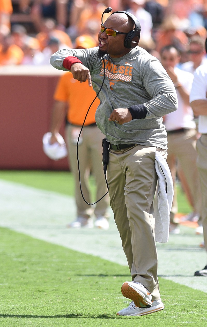 Tennessee running backs coach Robert Gillespie, pictured, likes the developing depth he has in his position group, though John Kelly has been a reliable workhorse for the Vols this season.