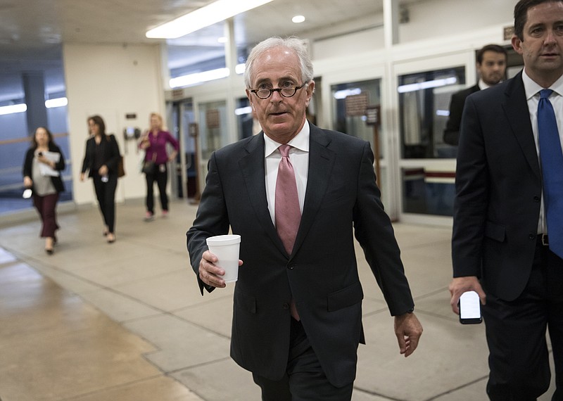 Sen. Bob Corker, R-Tenn., chairman of the Senate Foreign Relations Committee, arrives at the Capitol for votes, in Washington, Thursday, Oct. 5, 2017. In a surprise announcement last month, the two-term lawmaker said he will not seek re-election in 2018. (AP Photo/J. Scott Applewhite)
