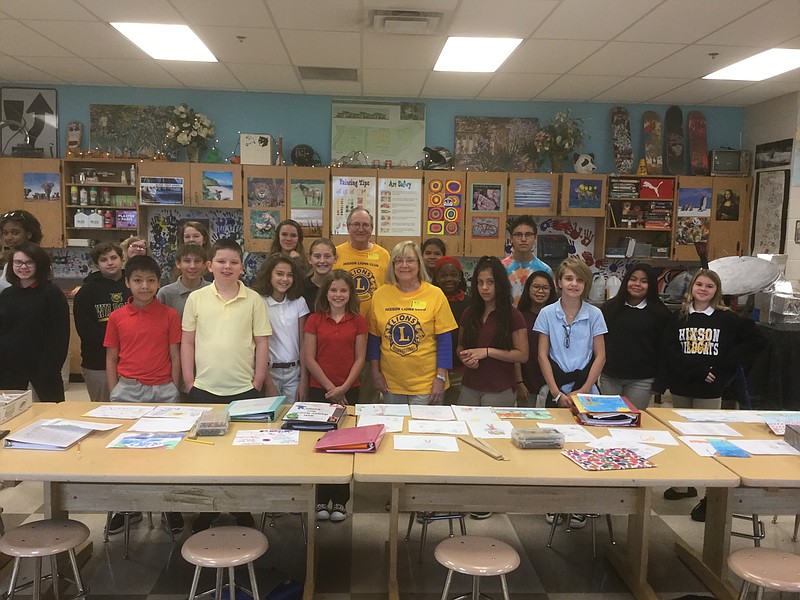 Hixson Lions Club member Marsha Doebler and her husband Dennis visit Michael Weger's class to discuss the Peace Poster contest. (Contributed photo)