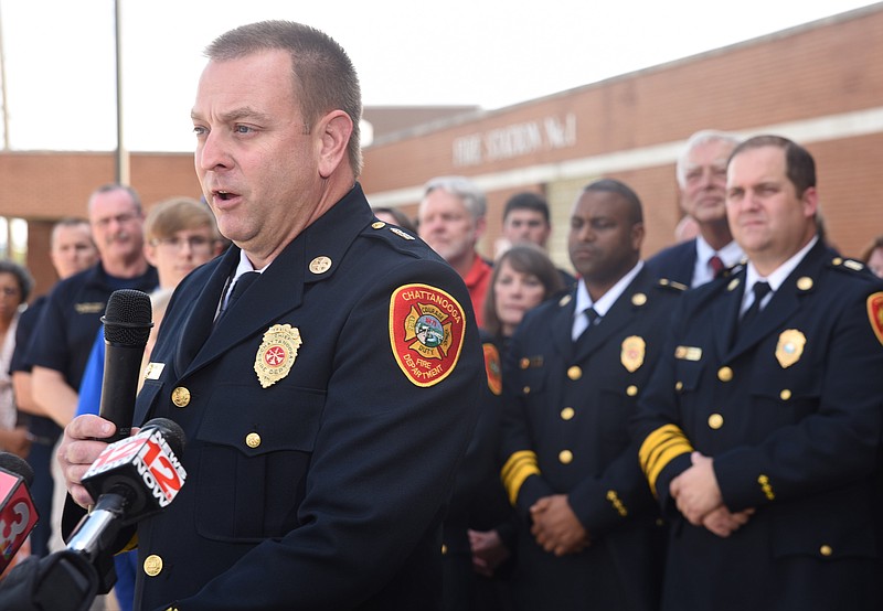 Phillip Hyman takes the helm as Chattanooga's new fire chief Monday at No. 1 Fire Hall on East Main St.