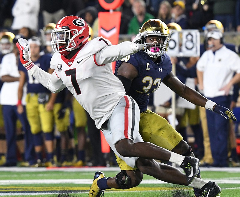 Georgia senior outside linebacker Lorenzo Carter was needed in the fourth quarter of the 20-19 win at Notre Dame on Sept. 9, but he has sat out the final 15 minutes of most games this season.