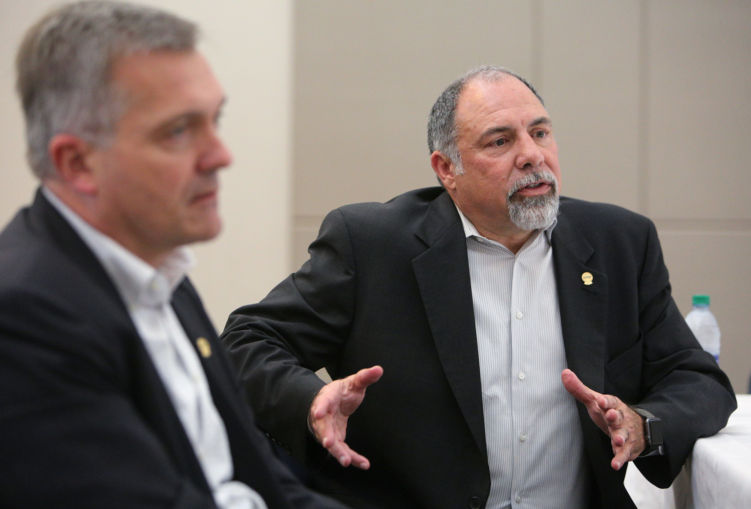David Callis, president of the Tennessee Electric Coop Association, speaks about broadband access at the Chattanooga Convention Center Wednesday, Oct. 11, 2017, in Chattanooga, Tenn.