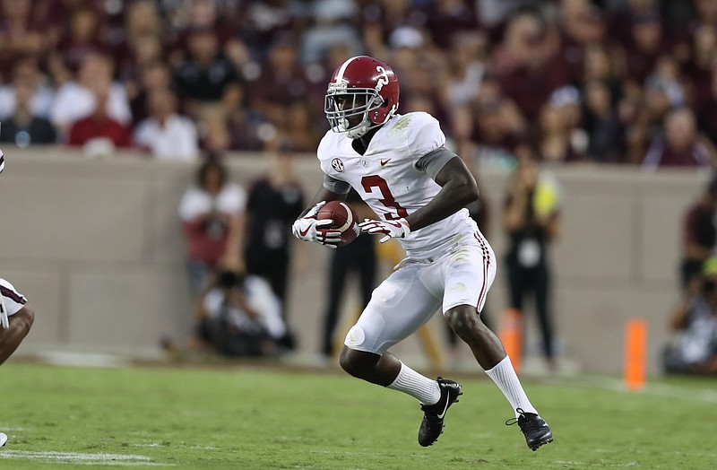 Alabama's Calvin Ridley had five catches for 68 yards last Saturday night at Texas A&M, but coach Nick Saban was not happy with how Crimson Tide receivers performed after Ridley left the game with a thigh bruise.