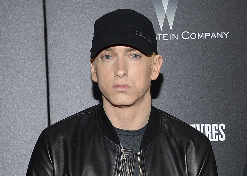 
              FILE - In this July 20, 2015, file photo, Eminem attends the premiere of "Southpaw" in New York. Eminem has released a verbal tirade on President Donald Trump in a video that aired as part of the BET Hip Hop Awards on Oct. 10, 2017. (Photo by Evan Agostini/Invision/AP, File)
            