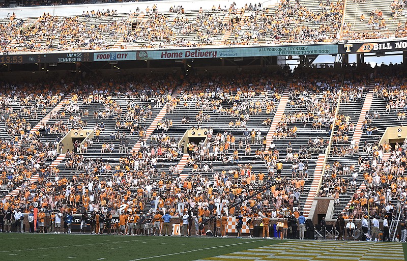 There were many empty seats in the student section of Neyland Stadium by the fourth quarter of Tennessee's narrow win over Massachusetts on Sept. 23.