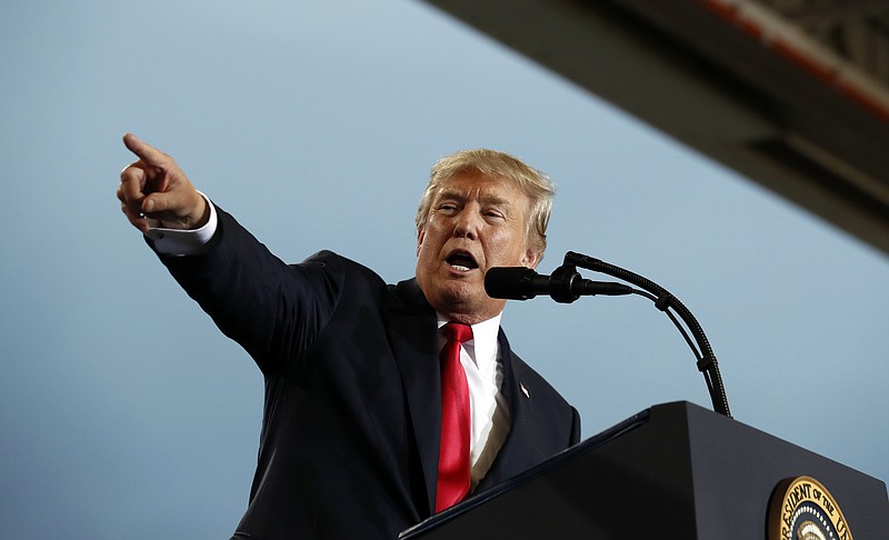 
              President Donald Trump speaks about tax reform during an event at the Harrisburg International Airport, Wednesday Oct. 11, 2017, in Middletown, Pa. (AP Photo/Alex Brandon)
            