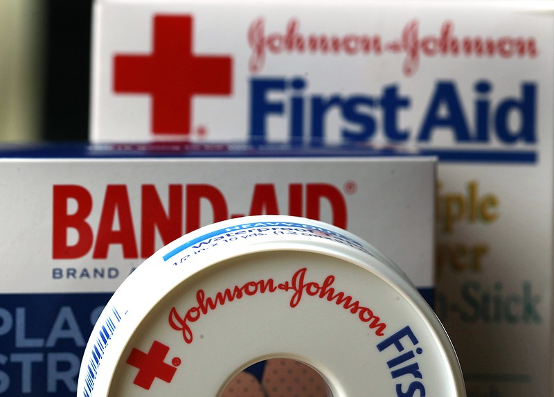
              FILE - In this July 16, 2012 file photo, Johnson & Johnson products are displayed in Orlando, Fla. Johnson & Johnson reports earnings, Tuesday, Oct. 17, 2017. (AP Photo/John Raoux, File)
            