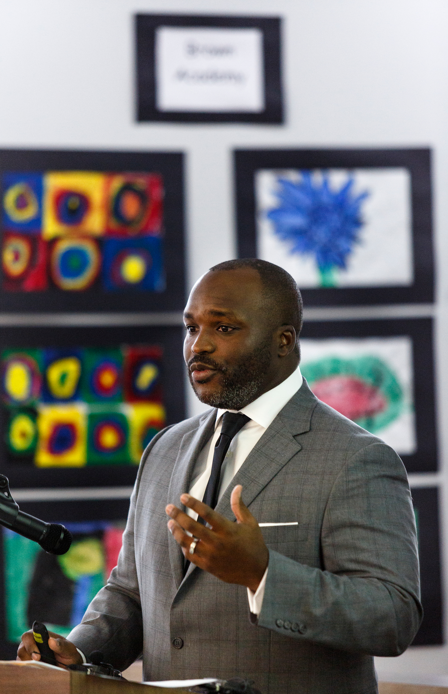 Hamilton County Schools superintendent Bryan Johnson gives a "State of Our Schools" address to the Hamilton County Council of PTAs in the Hamilton County Department of Education board room on Wednesday, Oct. 18, 2017, in Chattanooga, Tenn.