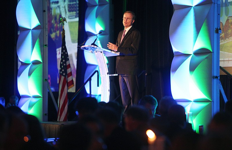 Bob Doak, president and CEO of the Chattanooga Convention and Visitors Bureau, delivers the State of the Tourism Industry address during the 76th annual Meeting and Luncheon of the Chattanooga Convention and Visitors Bureau in September.