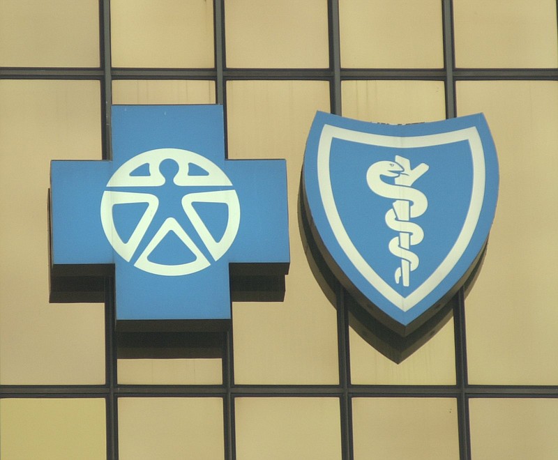 File photo / The BlueCross BlueShield logo is seen on the outside of its former headquarters building.