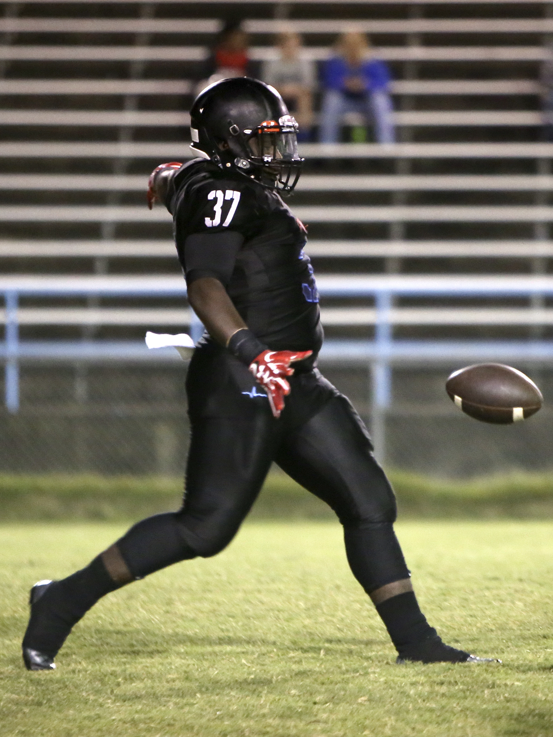 Brainerd's Ciante Chaney (37) punts against Tyner at Brainerd High School on Friday, Oct. 20, in Chattanooga, Tenn.