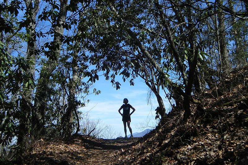 A trail runner in the GSMNP