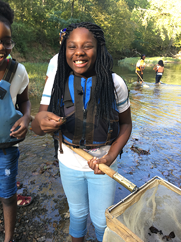 Ma’Liyah Chatman learns about water quality in the South Chickamauga Creek watershed.