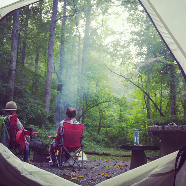 The women get to know each other via a camping trip in Mills River, North Carolina.