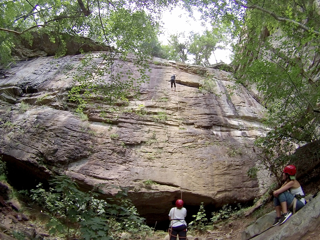The group takes a trip to Alabama’s Little River Canyon National Preserve for a rappelling expedition.