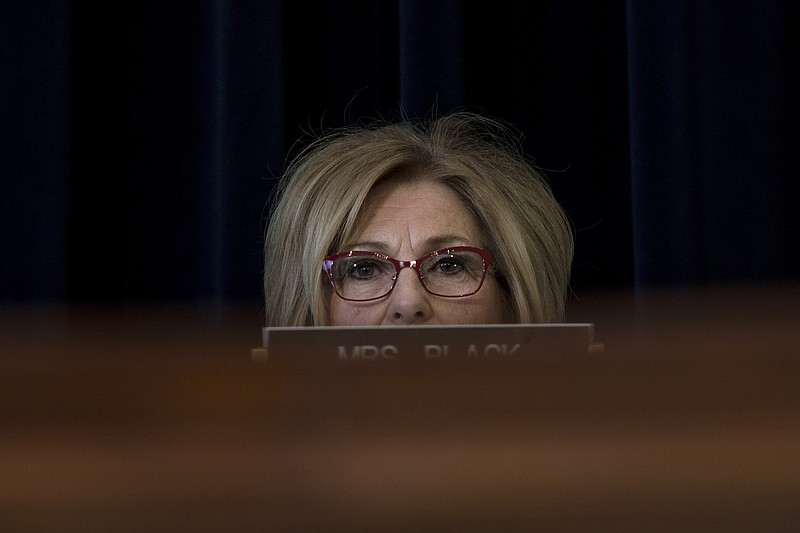 Chairwoman Diane Black (R-Tenn.) peers over the dais during the House Budget Committee hearing about a yet another effort to repeal the Affordable Care Act on Capitol Hill in Washington in March. (Gabriella Demczuk/The New York Times)