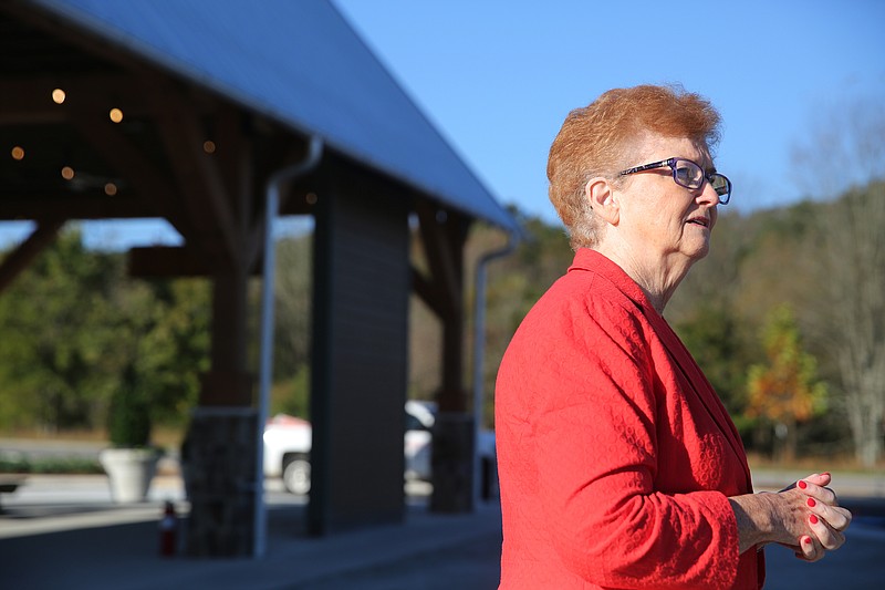 Collegedale Mayor Katie Lamb talks about The Commons, a new park beside the city hall building Wednesday, Oct. 25, 2017, in Collegedale, Tenn. Collegedale has seen a large amount of growth and development over the past few years. 