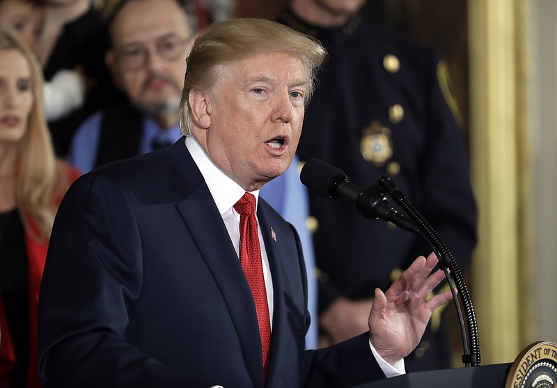 President Donald Trump speaks during an event to declare the opioid crisis a nationwide public health emergency in the East Room of the White House, Thursday, Oct. 26, 2017, in Washington. (AP Photo/Evan Vucci)

