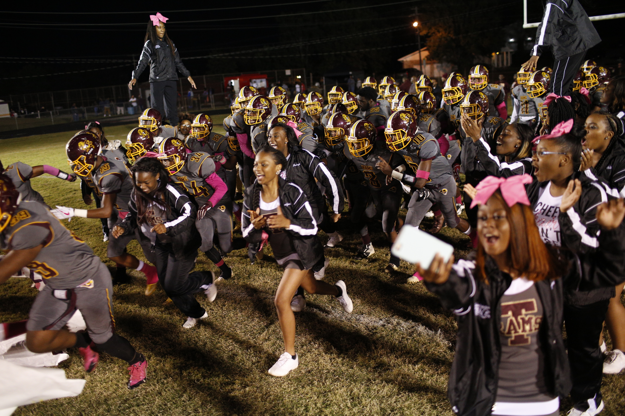 Tyner takes the field for their prep football game against Central at Tyner High School on Friday, Oct. 27, 2017, in Chattanooga, Tenn.