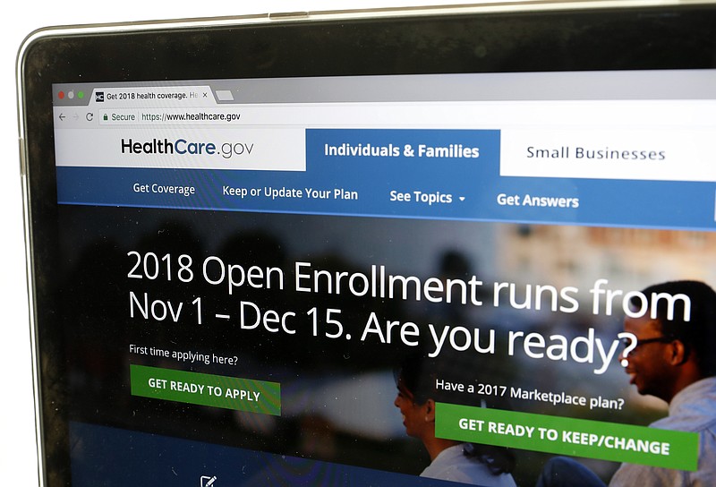 The Healthcare.gov website is seen on a computer screen Wednesday, Oct. 18, 2017, in Washington. It's sign-up season for the Affordable Care Act, but the Trump administration isn't making it easy _ cutting the enrollment period in half, slashing advertising and dialing back on counselors who help consumers get through the process.  (AP Photo/Alex Brandon)