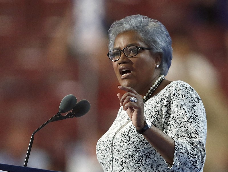 This July 26, 2016 file photo shows former head of the Democratic National Committee Donna Brazile speaking during the second day of the Democratic National Convention in Philadelphia. Brazile says she considered replacing Hillary Clinton as the party's presidential nominee with then-Vice President Joe Biden. She makes the revelation in a memoir being released Tuesday, Nov. 7, 2017. This is according to The Washington Post, which obtained an advance copy of the book. (AP Photo/Paul Sancya, file)