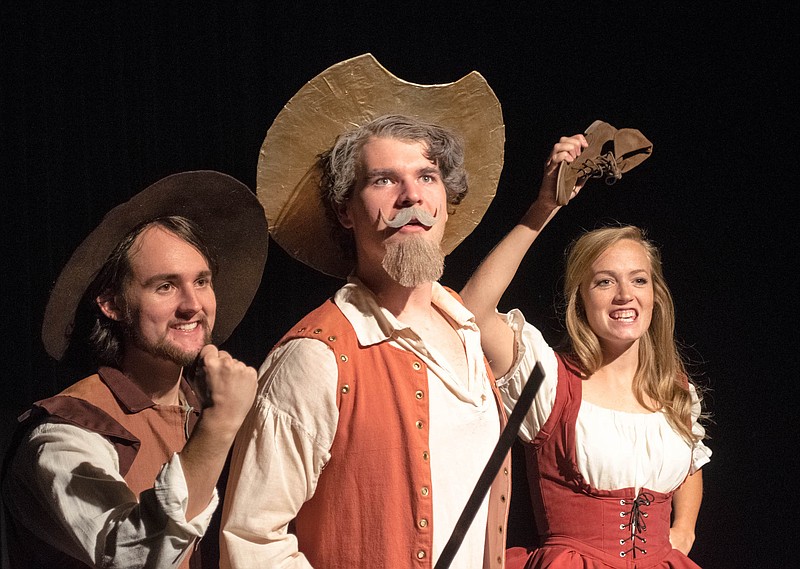 Starring in "Man of La Mancha" are Jack Edling as Sancho Panza, William Darby as Cervantes/ Don Quixote and Sammie Brown as Dulcinea.