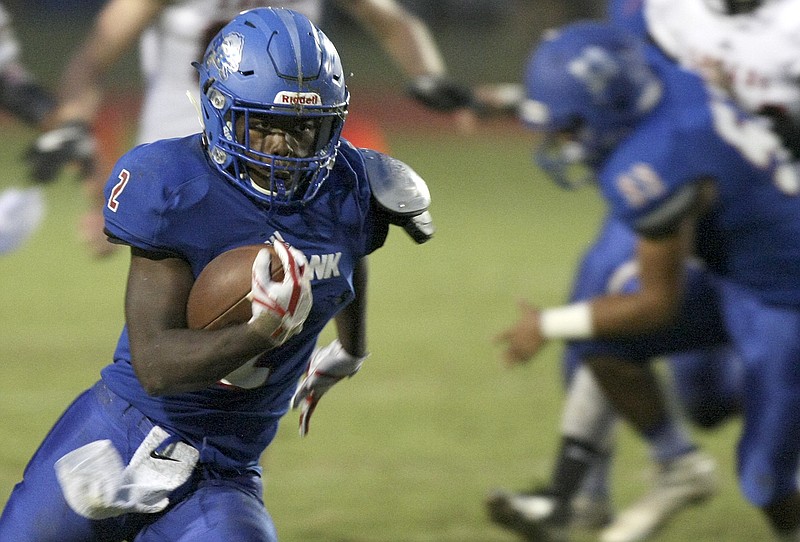 Red Bank's Zay Brown (2) carries the ball against Signal Mountain at Red Bank Community Stadium on Friday, Sept. 1, in Chattanooga, Tenn.