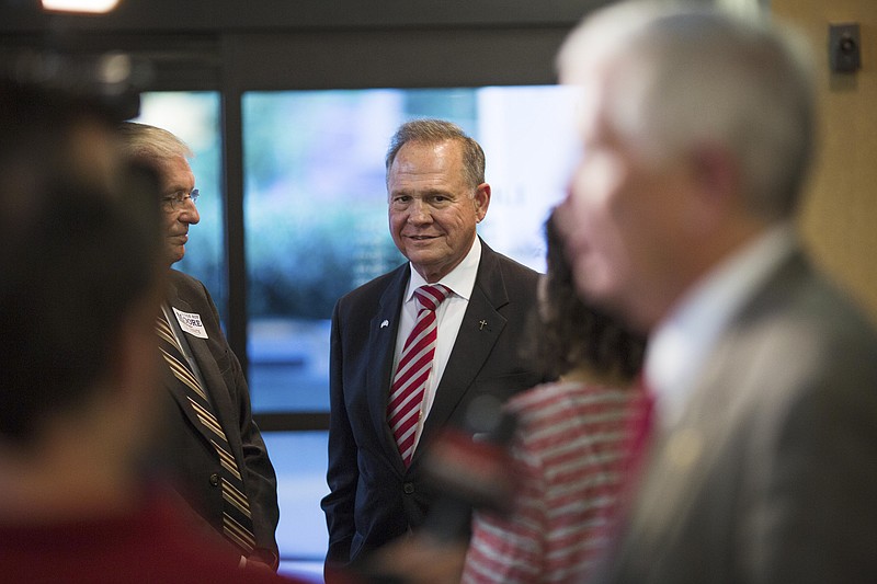 FILE — Roy Moore, Republican nominee for Alabama's open Senate seat, in Homewood, Ala., on Aug. 10, 2017. Most Republican senators, including Senate Majority Leader Mitch McConnell, say he "should step aside" after allegations that he pursued sexual and romantic relationships with teenagers while in his 30s. (Kevin D. Liles/The New York Times)