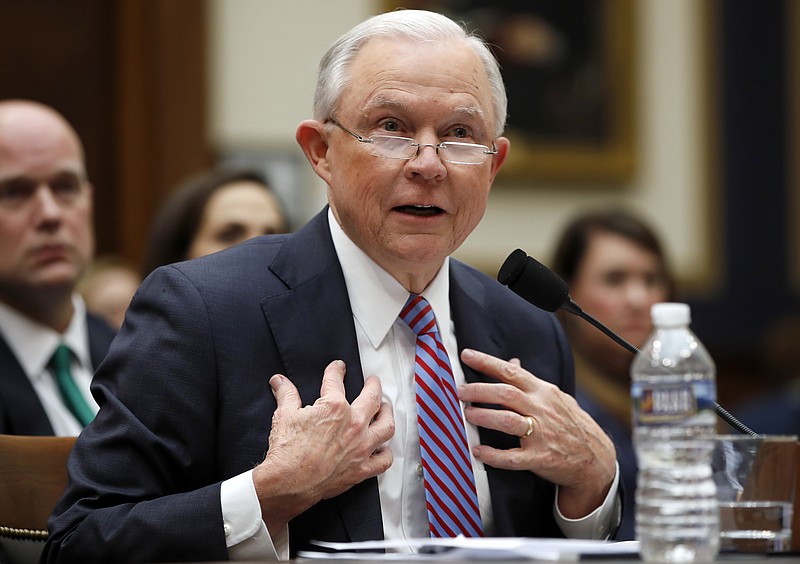 Attorney General Jeff Sessions speaks during a House Judiciary Committee hearing on Capitol Hill, Tuesday, Nov. 14, 2017, in Washington. (AP Photo/Alex Brandon)