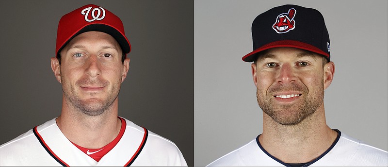 Max Scherzer, left, of the Washington Nationals coasted to his third Cy Young Award, winning Wednesday for the second straight year in the National League. Corey Kluber of the Cleveland Indians easily won his second AL Cy Young Award earlier in the day.