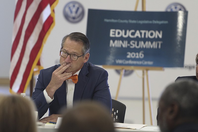 In this Sept. 20, 2016, staff file photo, state Sen. Bo Watson, R-Hixson, listens to attendees during the Education Mini-Summit 2016 at the Volkswagen Conference Center in Chattanooga, Tenn.