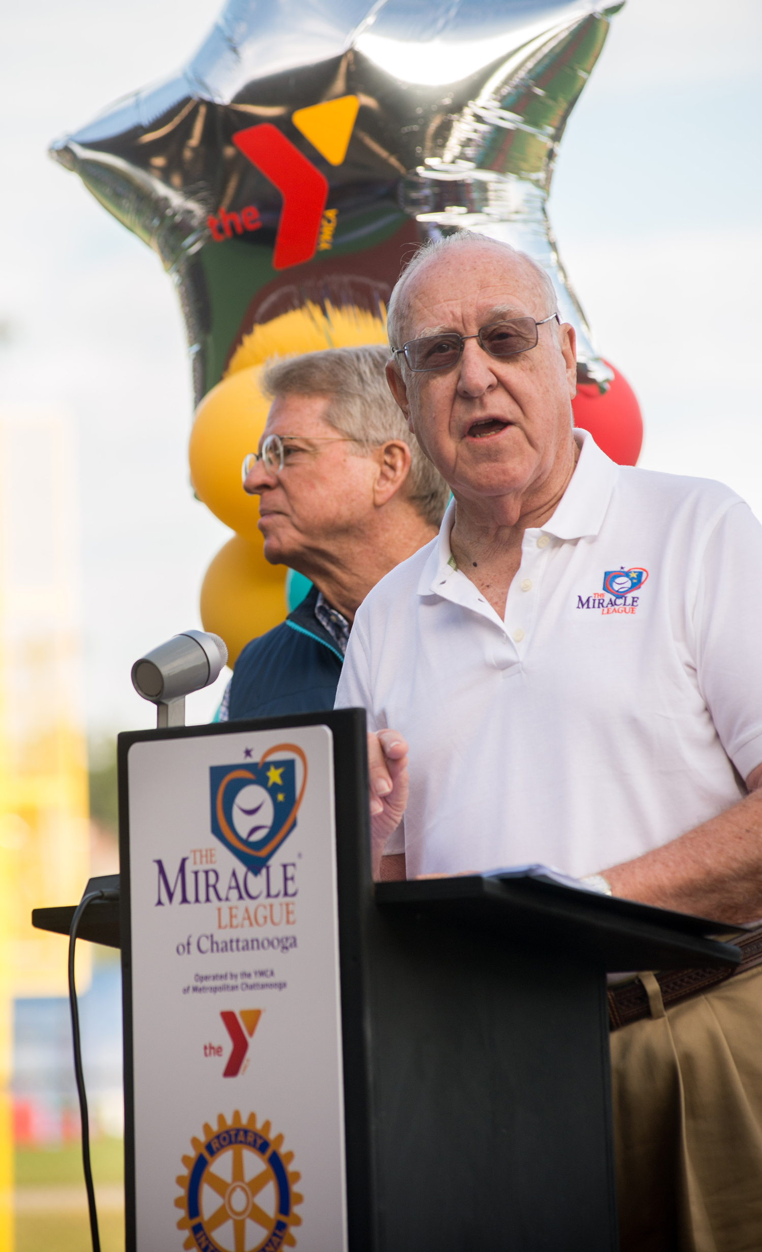 Miracle League of Chattanooga board Chairman John Germ, front, and project manager Mike McGauley