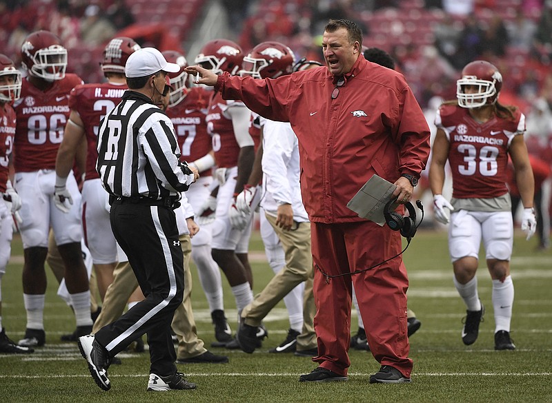 There is speculation that Arkansas coach Bret Bielema may soon be out of the SEC, but he says that would be "new information" for him.