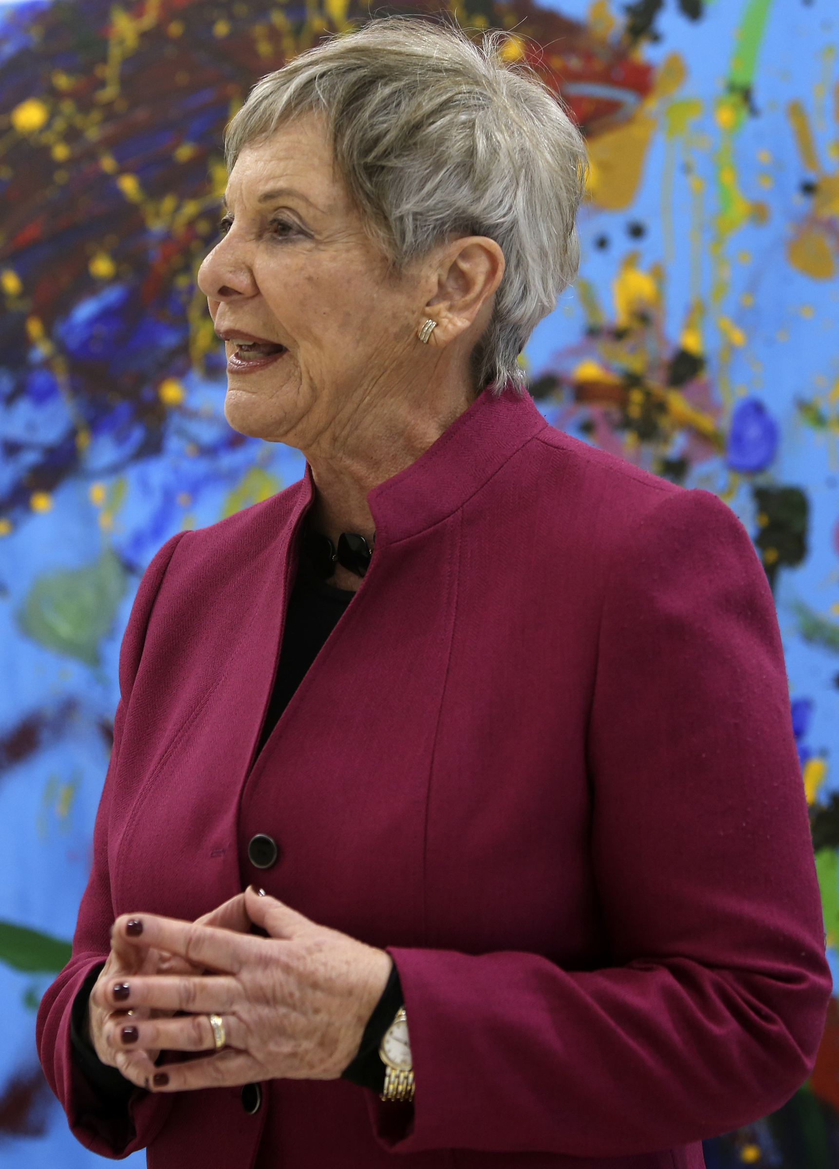 District 6 Councilwoman Carol Berz speaks during a ribbon cutting event for the PBS KIDS Learning Lounge at the Family Justice Center on Thursday, Nov. 9, 2017 in Chattanooga, Tenn. The Learning Lounge offers a fun area for children to use while in a waiting room.
