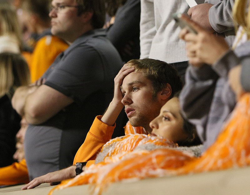 University of Tennessee football fans watch the game as Tennessee falls to Vanderbilt 24-42 Saturday, Nov. 25, 2017 at Neyland Stadium in Knoxville, Tenn. Tennessee ended the season 4-8 overall. 