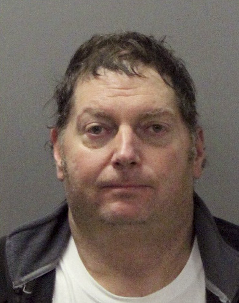 
              This Nov. 26, 2017 photo released by the Santa Clara Police Department shows Tracy Michael Mapes, 55, of Sacramento, Calif. Authorities say Mapes was arrested after using a drone to drop anti-media leaflets over crowds at NFL games in Santa Clara and Oakland and that federal, state and local officials are investigating. (Santa Clara Police Department via AP)
            