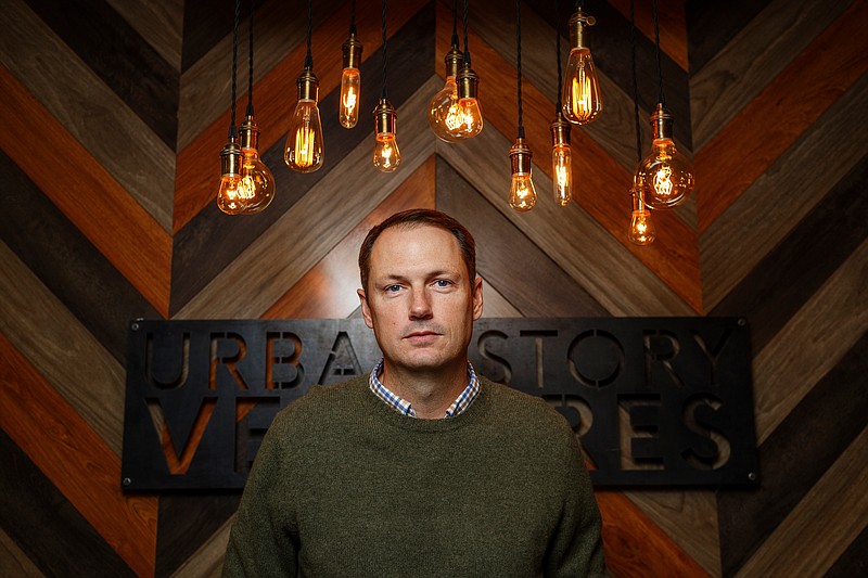 Owner Jimmy White poses for a photograph in the Urban Story Ventures offices on Thursday, Nov. 16, 2017, in Chattanooga, Tenn.