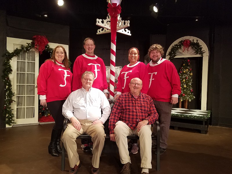 Cast members in "The Bench: A Christmas Story," which opens on Friday, Dec. 1, at Oak Street Playhouse, include, seated from left, James Lawson and Carlton Thomas. Standing, from left, are Kendra Gross, Michael Myers, Teralyn Wade and Joey Winslett.