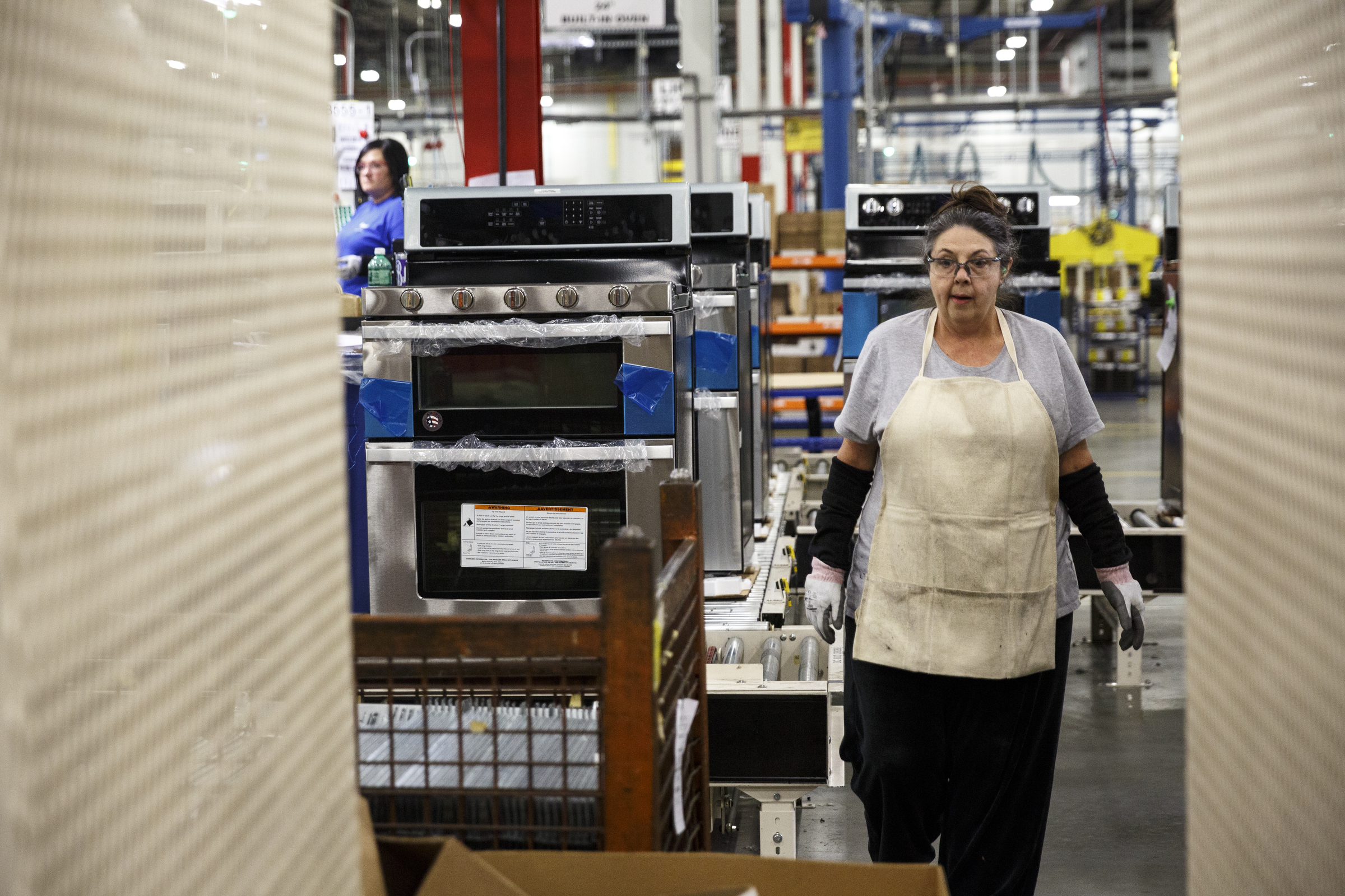 A worker assembles an appliance at the Whirlpool manufacturing plant on Thursday, Oct. 6, 2016, in Cleveland, Tenn. The plant gave tours of its facility for National Manufacturing Week.