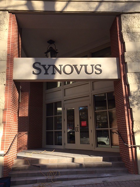 Synovus put its name on the former Cohutta Bank in downtown Chattanooga Wednesday.